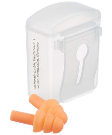 wolfcraft earplugs in storage box (CE) I 4866000 I Comfortable reusable noise protection orange