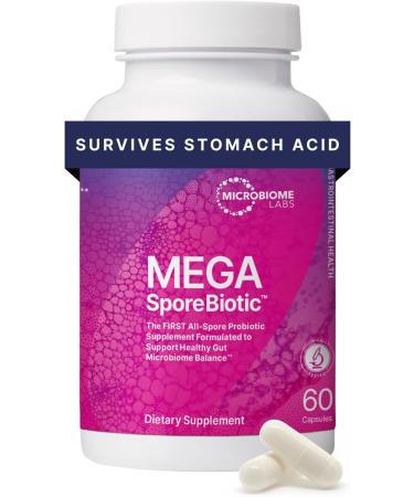 Microbiome Labs MegaSporeBiotic Probiotics for Women & Men - Spore-Based Probiotic for Gut Health & Digestive Support - Shelf-Stable, Travel-Friendly, Mens & Womens Probiotics (60 Capsules) - Buy Online on GoSupps.com