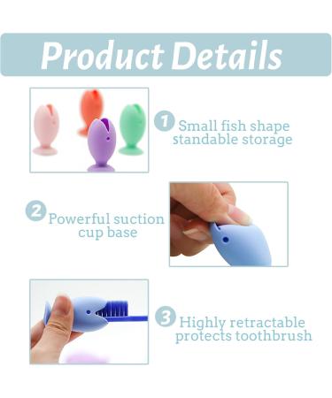 Silicone Fish Toothbrush Holder Set - 6 Mini Bathroom Accessories & Toothbrush Covers - Buy Online on GoSupps.com