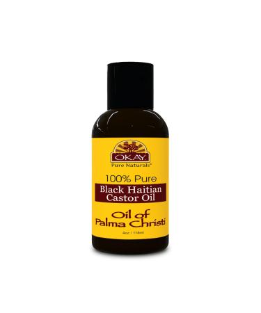 OKAY Pure Naturals Black Haitian Castor Oil - Castor Oil for Hair Health for Men & Women Moisture for Skin Body Scalp Eyelashes Eyebrows - 4 oz Glass Bottle (Pack of 1) Haitian Castor Oil 4 Ounce (Pack of 1)