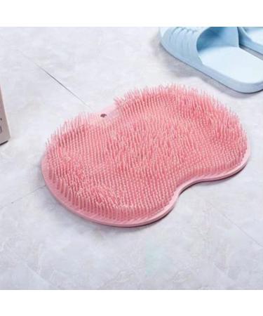 Bestalice foot scrubber for use in the shower xl size Large shower foot scrubber mat silicone bathroom massage pad with non -slip suction cups without bending down (pink)