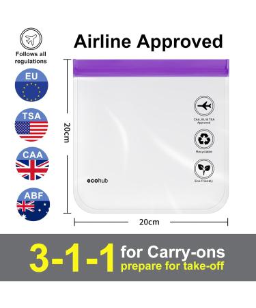 ECOHUB Airport Security Liquids Bags - 2 TSA Approved Purple EVA Clear Travel Toiletry Bags - Buy Online on GoSupps.com