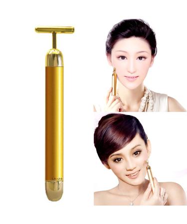 Face massage scooter in gold face beauty scooter skin care tools T-shape facial massage device anti-aging folds immediate facial tightening