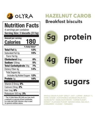 Olyra Organic Hazelnut Carob Breakfast Biscuits â€“ 5.3 OZ | Healthy Snacks - Buy Online on GoSupps.com