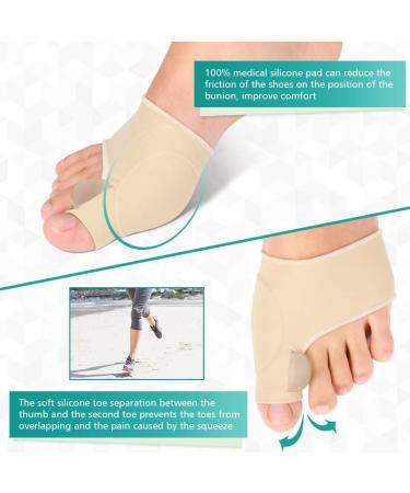 VINGVO Gel Bunion Corrector Toe Straightener - 1 Pair Set for Hallux Valgus Pain Relief - Silicone Separators & Pad - Fleshcolor - Buy Online on GoSupps.com
