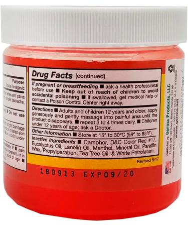 Germa Manteca Ubre Plus Red Topical Analgesic Ointment 3 oz - Fast Pain Relief - Buy Online on GoSupps.com