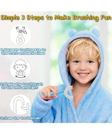 U-Shaped Kids Toothbrush Set - 2PCS Soft Silicone 360آ° Oral Care for Ages 2-6 (Blue & Pink) - Buy Online on GoSupps.com