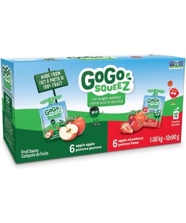 GoGo squeeZ Fruit Sauce Variety Pack Apple Strawberry Peach Banana 90g per pouch Pack of 20 & Fruit Sauce Variety Pack Apple Strawberry No Sugar Added. 90g per pouch Pack of 12 - Buy Online on GoSupps.com