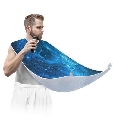 Beard Bib Apron Beard Bib Hair Catcher for Men Shaving and Trimming Non-Stick Waterproof Beard Cape Grooming Cloth Galaxy Stars Nebula