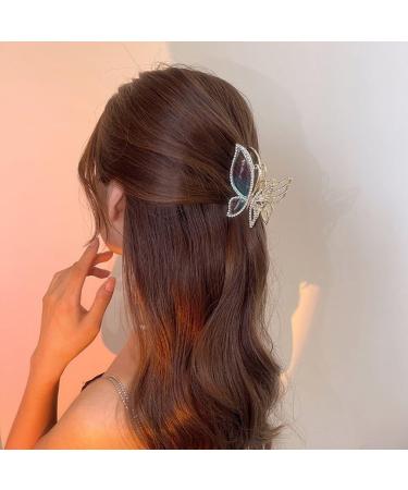 Butterfly Women Fashion Rhinestone Metal Hair Claw Sparkly Hold Barrettes Non-Slip Strong Hair Accessories - Buy Online on GoSupps.com