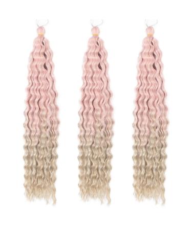 22 Inch Deep Twist Crochet Hair - 3 Packs Ocean Wave Curly Bohemian Braids Synthetic Hair Extensions for Women & Girls - Pink/18 - Buy Online on GoSupps.com