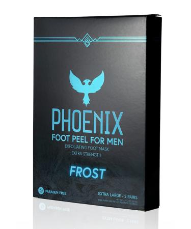 Phoenix Foot Peel for Men - Extra Large - Extra Strength - Menthol - Exfoliating Dry Feet Treatment - 2 Pack - Callus Remover - Paraben Free