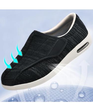 Women's Adjustable Diabetic Shoes - Easy Slip-On Orthopedic Slippers for Swollen Feet - Black Size 12 with Removable Memory Foam Insoles - Buy Online on GoSupps.com