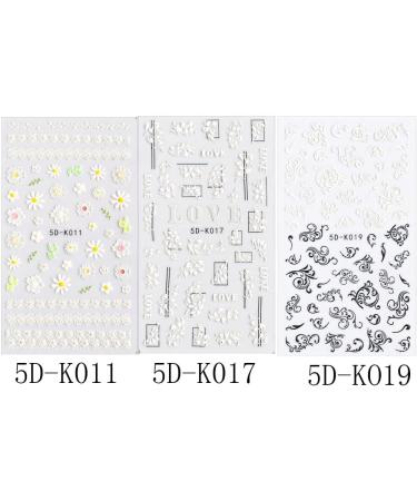 Fashion Manicure Decor DIY Woman White Flowers Butterfly-shape Design Water Transfer Stickers 5D Embossed Nail Sticker Nail Art Decoration(5D-K030) - Buy Online on GoSupps.com