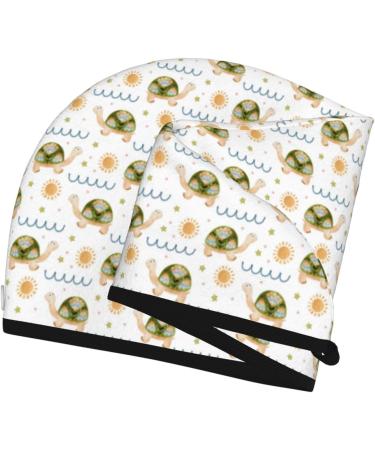 Hair Towel Wrap - Quick Drying Hair Turban with Button | Sea Turtle Design | Perfect for Fast Hair Drying - Buy Online on GoSupps.com