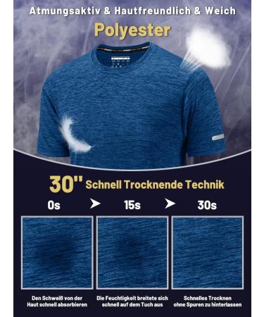 KEFITEVD Men's Functional Sports T-Shirt - Breathable Quick-Drying Fitness Tee - Round Neck Training Shirt in Blue (3XL) - International Shipping Available - Buy Online on GoSupps.com