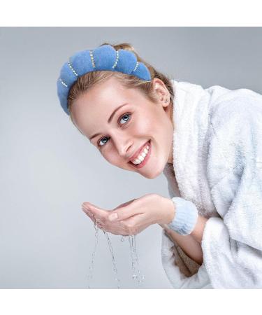 Vamotto Women's Makeup Headband with 2 Wash Wristbands- Soft Non-Slip SPA and Wash Headband for Daily Beauty Routine Perfect for Face Washing Skincare (Blue) - Buy Online on GoSupps.com