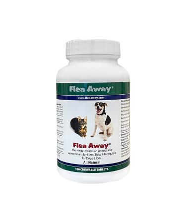 Flea Away All Natural Flea, Tick, and Mosquito Repellent for Dogs and Cats, 100 Chewable Tablets 1 Single