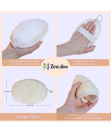 Zenidoo Natural Loofah Exfoliating Body Scrubber - Eco-Friendly Luffa Pads for Shower, Men and Women - Large Size, 2 Pack - Buy Online on GoSupps.com