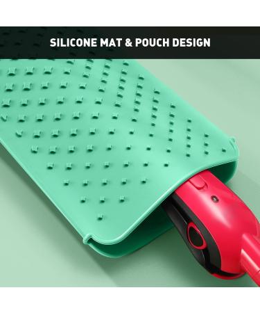 ZAXOP Silicone Heat Resistant Mat | Flat Iron Holder & Storage Pouch for Hot Hair Tools | Mint Green Star Point - Buy Online on GoSupps.com