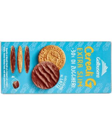 Galbusera Cereali G Extra Slim Latte Pack of 6 cereal biscuits wrapped in milk chocolate of 120 g each pack contains 4 individual portions of 30 g - Buy Online on GoSupps.com