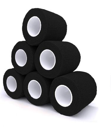 Risen Cohesive Bandage 2x5 Yards 6 Rolls - Self Adherent Wrap for Ankle Sprains & Swelling - Flexible & Breathable First Aid Tape in Black - Buy Online on GoSupps.com