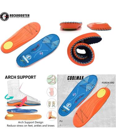 ROCKROOSTER Anti-Fatigue Arch Support Insoles - Blue, 10-10.5 M US - Buy Online on GoSupps.com
