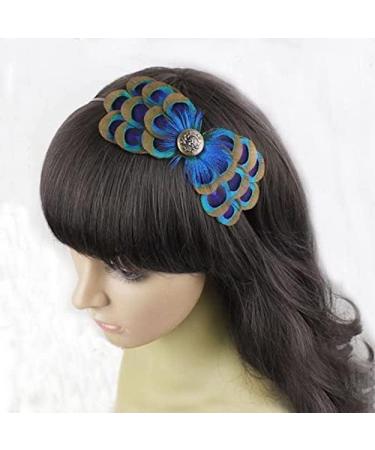 Natural Peacock Feather Fascinator Wedding Hair Clip Blue - Buy Online on GoSupps.com