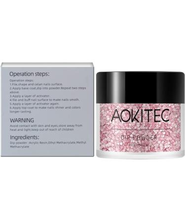 Aokitec 28g Shining Pink Nail Dipping Powder - French Powder Pro Collection for DIY Manicure - Long-Lasting & Odor-Free Formula - Buy Online on GoSupps.com