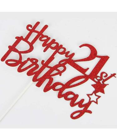 Tenhaisi Gilttery Red Happy 21st Birthday Cake Topper Cheers and Beers to 21 Years Loved Party Sign Fabulous 21 Birthday Party Supplies - Buy Online on GoSupps.com