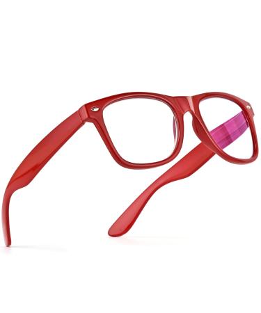 Abejojo reading glasses for women blue-light-blocking computer reading glasses in oversize with spring hinge for men glare protection anti-overrunging of the eyes UV protection red 1.0 Dioptria