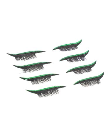 minkissy 4 Pairs False Eyelashes Eye Makeup Sticker Eye Liners Strip Stickers Shiny Eyeliner Stickers 3d False Eyelashes Reusable Eyelash Stickers Miss Double Eyelid Sticker Plastic Moment 4x1.5cm Green