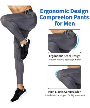 EARGFM Men's Athletic Leggings with Pockets - Grey, Medium | Compression Pants for Cycling & Running - Buy Online on GoSupps.com