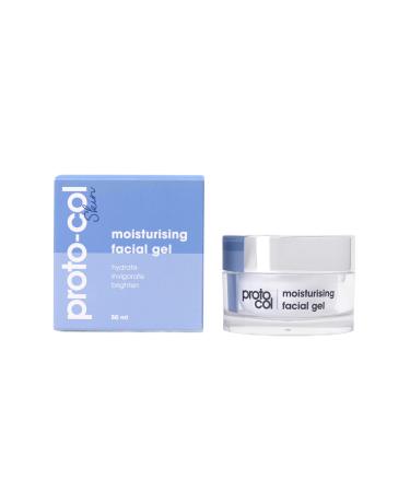 Proto-col - Collagen Gel Moisturiser for Facial and Skin Hydration Ultra Light Oil Free Formula for Results in 2 Hours Made with Hyaluronic Acid Vitamins A C and E (50ml)