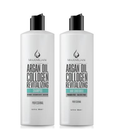 Maximilian Argan Oil Collagen Shampoo and Conditioner Set - Sulfate Free Shampoo and Conditioner Set for All Hair Types - Cruelty-Free and Vegan Argan Oil Shampoo and Argan Oil Conditioner Coconut