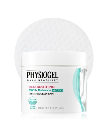 Physiogel Red Soothing Cica Balance Calming Toner Pad for Men & Women Gentle Exfoliating & Skin Soothing Cica BHA Salicylic Acid Niacinamide For Sensitive & Acne Prone Skin - 70pcs