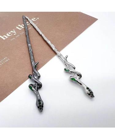 Prosy Green Spirit Snake Hair Clips Vintage Hairpiece Clips Rhinestone Decorative Hair Accessories for Women and Girls (Silver) - Buy Online on GoSupps.com
