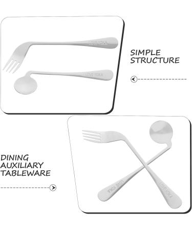 Doitool Adaptive Utensil Set Angled Spoon & Fork for Easy Self-Feeding | Stainless Steel Cutlery for Seniors & Patients (Right Hand) - Buy Online on GoSupps.com