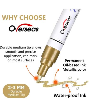 White Oil-Based Paint Pens - 8 Pack Waterproof Markers for Metal, Wood, Fabric, Plastic, Rock, Glass - Medium Tip - Buy Online on GoSupps.com