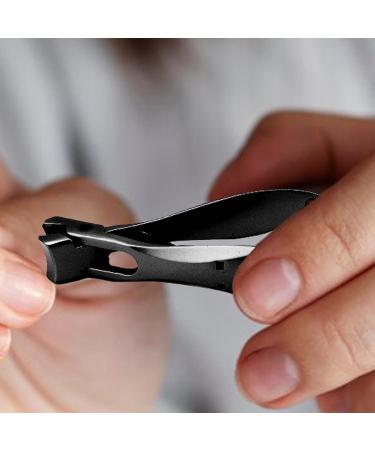 Acunny Toenail Clippers Toenail Clippers for Fingers | Small Nail Clippers Stainless Steel Nail Clippers for Large Nails Wide Mouth Jaw Nail Clippers with Nail File Black - Buy Online on GoSupps.com