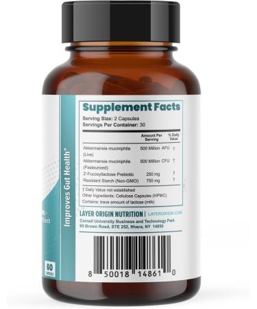 Layer Origin Akkermansia muciniphila Probiotic, Live + Pasteurized Akkermansia with PureHMO Prebiotic, Validated Strain, Updated 4-in-1 Formula - Buy Online on GoSupps.com