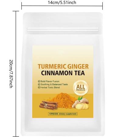 Turmeric Ginger Cinnamon Tea Natural Ingredient No Sugar and Caffeine Free Turmeric Ginger Cross Blend Natural Health Tea 14x20cm for Immune Support Sleep Morning Stress Relief - Buy Online on GoSupps.com