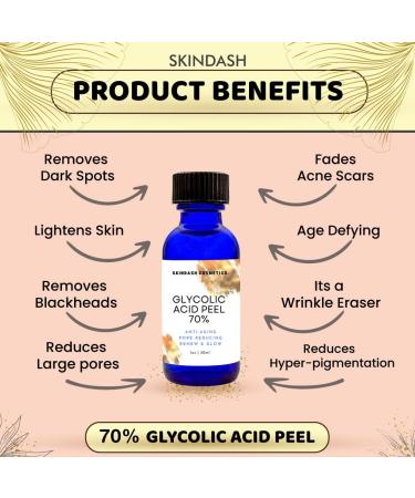 Professional 70% Glycolic Acid Peel for Youthful Glow and Skin Revitalization - Erase Wrinkles, Boost Collagen, Shrink Pores, and Fade Acne Scars at Home - Buy Online on GoSupps.com