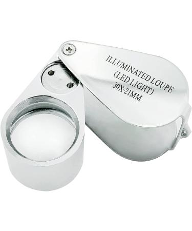 Pineapple 30X Jewelers Loupe Magnifier with Light | Foldable Pocket Magnifying Glass for Jewelry, Gems, Diamonds, Plants, Coins | Metal Frame - Buy Online on GoSupps.com