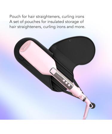 Portable Silicone Heat Resistant Mat & Pouch for Hair Styling Tools - Curling Iron & Straightener Cushion (Black) - International Shipping - Buy Online on GoSupps.com
