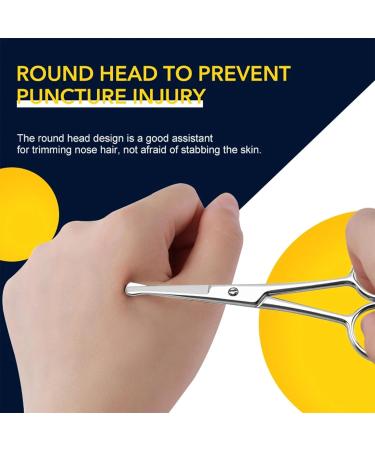 Professional Stainless Steel Facial Hair Scissors - Small Round Ended Scissors for Ear, Nose, Eyebrows, Beard, Eyelash, and Moustache - Big Size 10 Silver - Buy Online on GoSupps.com