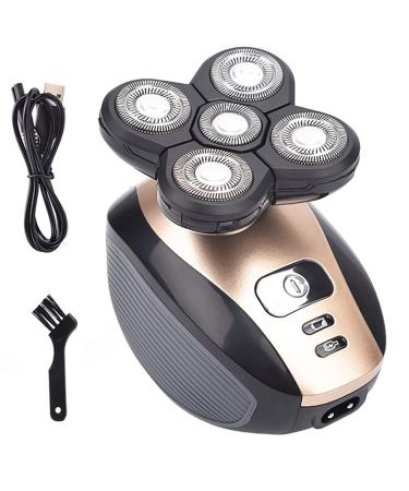 Electric Razor for Men 5 in 1 4D Men's Rechargeable Bald Head Electric Shaver 5 Floating Heads Beard Nose Ear Hair Trimmer Razor Clipper Facial Brush ( Color : Standard-Gold )