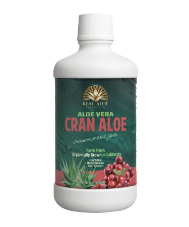 Real Aloe Cran Aloe Juice (32 fl oz) | Organic California-Grown Aloe Vera with Real Cranberry | Aloin-Free Inner Leaf | Hydration & Daily Wellness Support | Dietary Supplement | Made in USA 32 Fl Oz (Pack of 1)