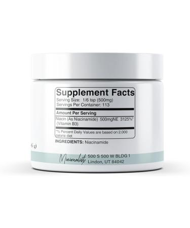 Minimalist Niacinamide Powder (2 oz) Vitamin B Powder Flush-Free Dietary Supplement 2 Ounce (Pack of 1) - Buy Online on GoSupps.com