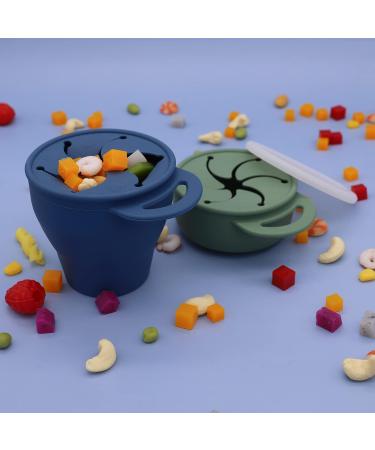 Silicone Snack Cup with Lid - Leak-Proof Travel Snack Cup for Toddlers | Blue | Buy Internationally - Buy Online on GoSupps.com